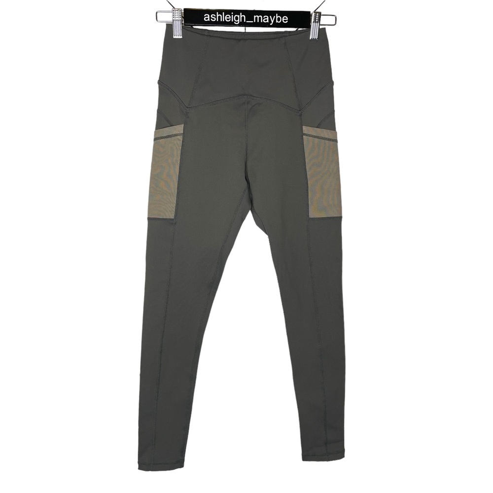 BuffBunny | Athena High Rise Mesh Pocket 7/8 Legging Gray Taupe Size Small